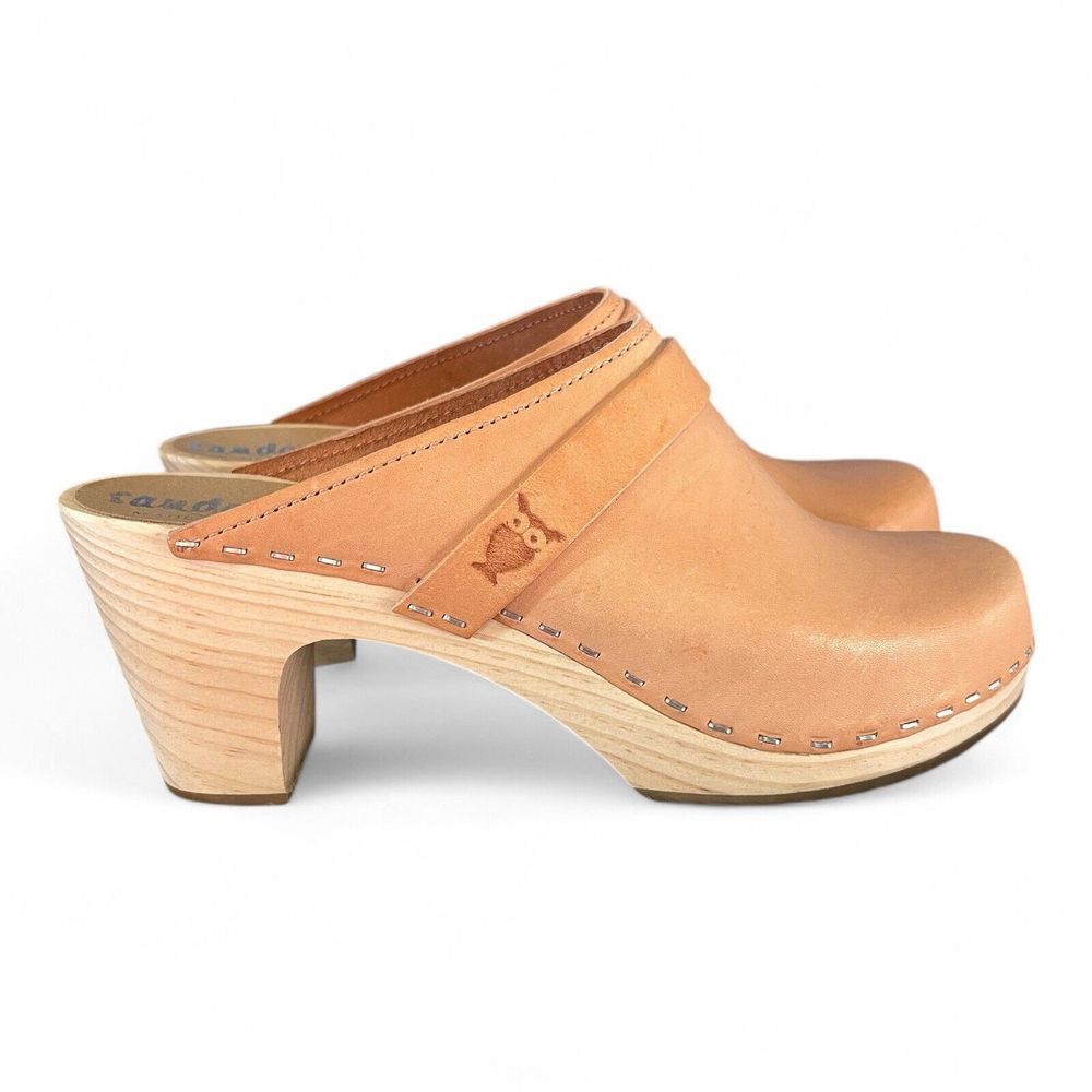 Sandgrens Tokyo Classic Clogs Mules Ecru Boho Hippie Leather Shoes 38 7-7.5